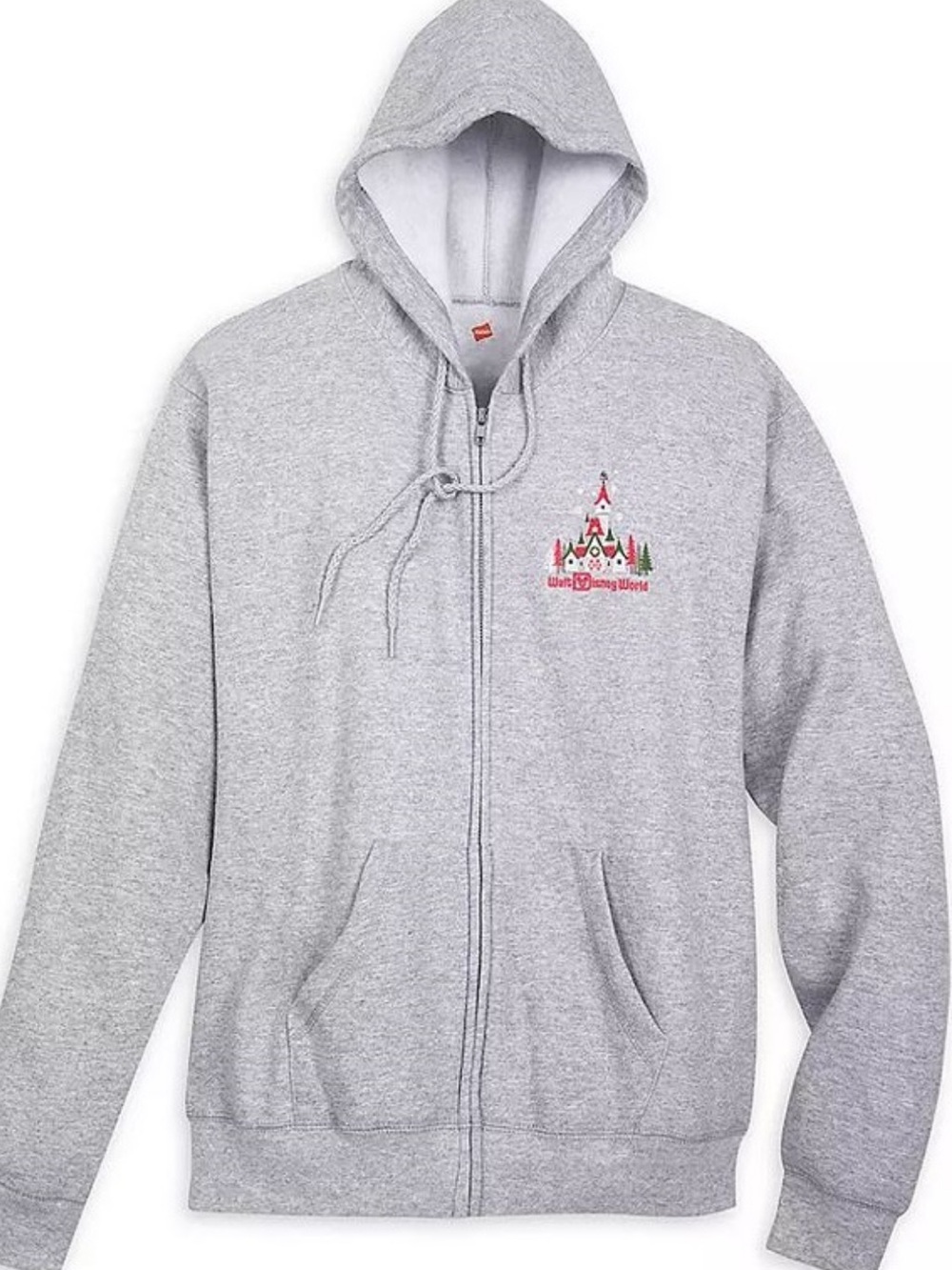 Disney Gray Zip-Up Hoodie with Castle Embroidery